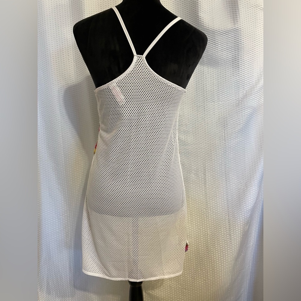 No Boundaries white & multicolored granny square crochet swim cover-up XS NWT - Picture 3 of 6